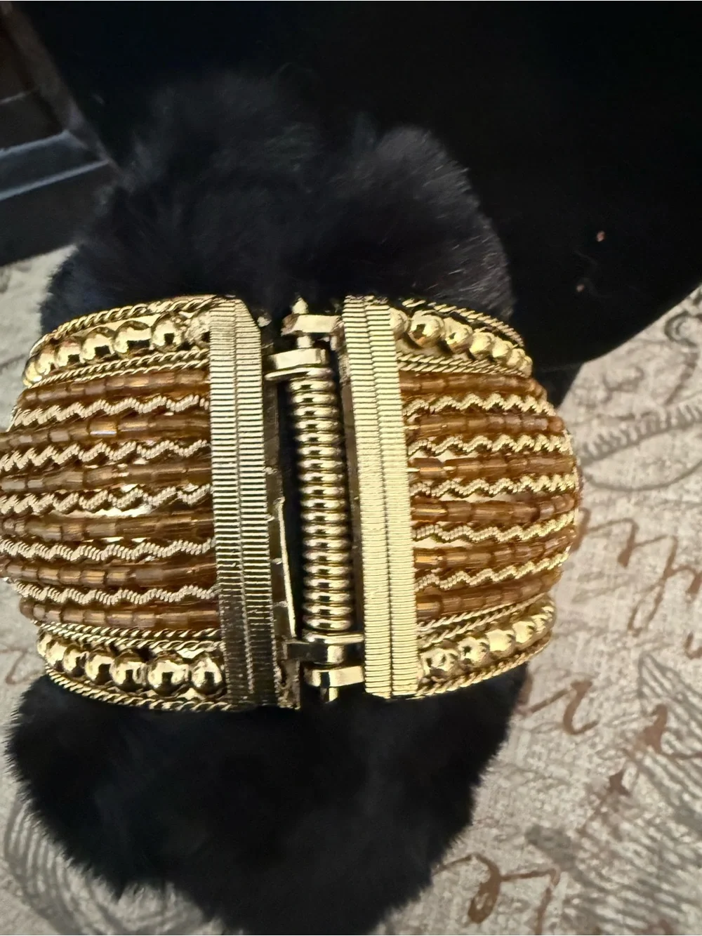 Brass Cuff Bracelet with Amber Stones